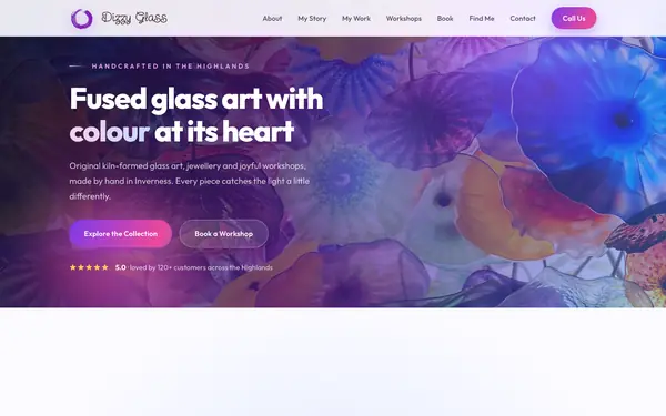 Screenshot of Dizzy Glass website