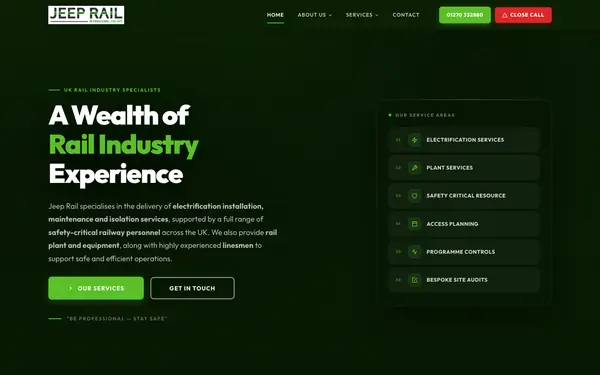 Screenshot of Jeep Rail website