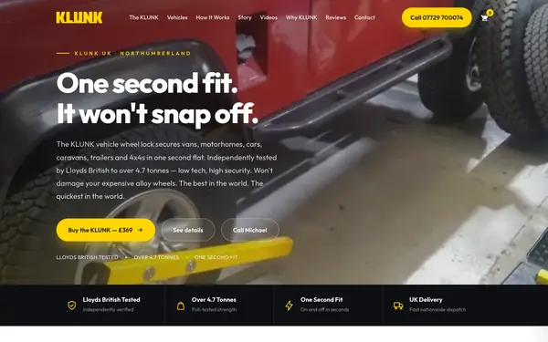Screenshot of Klunk UK website