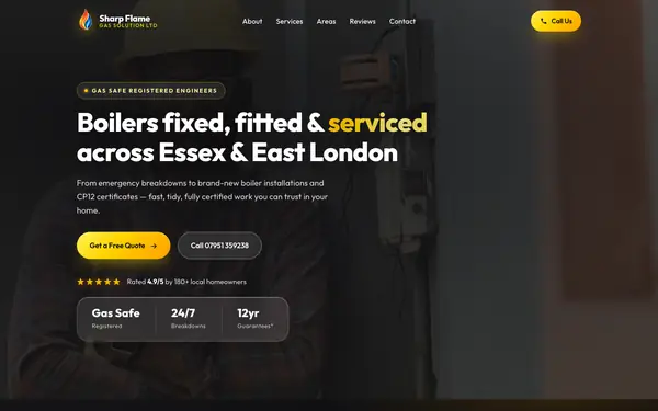 Screenshot of Sharp Flame Gas Solution Ltd website