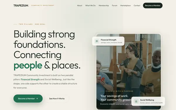 Screenshot of TRAPEZIUM Community Investment website